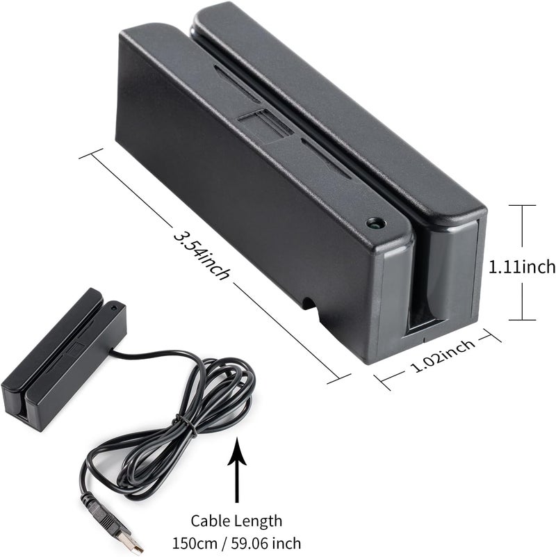 Posunitech Msr90 Swiper Magnetic Credit Card Reader USB 3-Tracks Hi/Lo Data Collector, Mini Stripe Card Reader for Point of Sale (POS), Access Control, ID Verify - Image 3